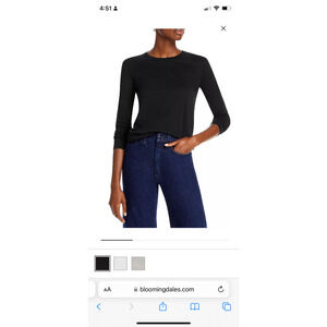 Vince Shirt Top Womens Medium Black Long Sleeve Round Neck Casual Preppy B76